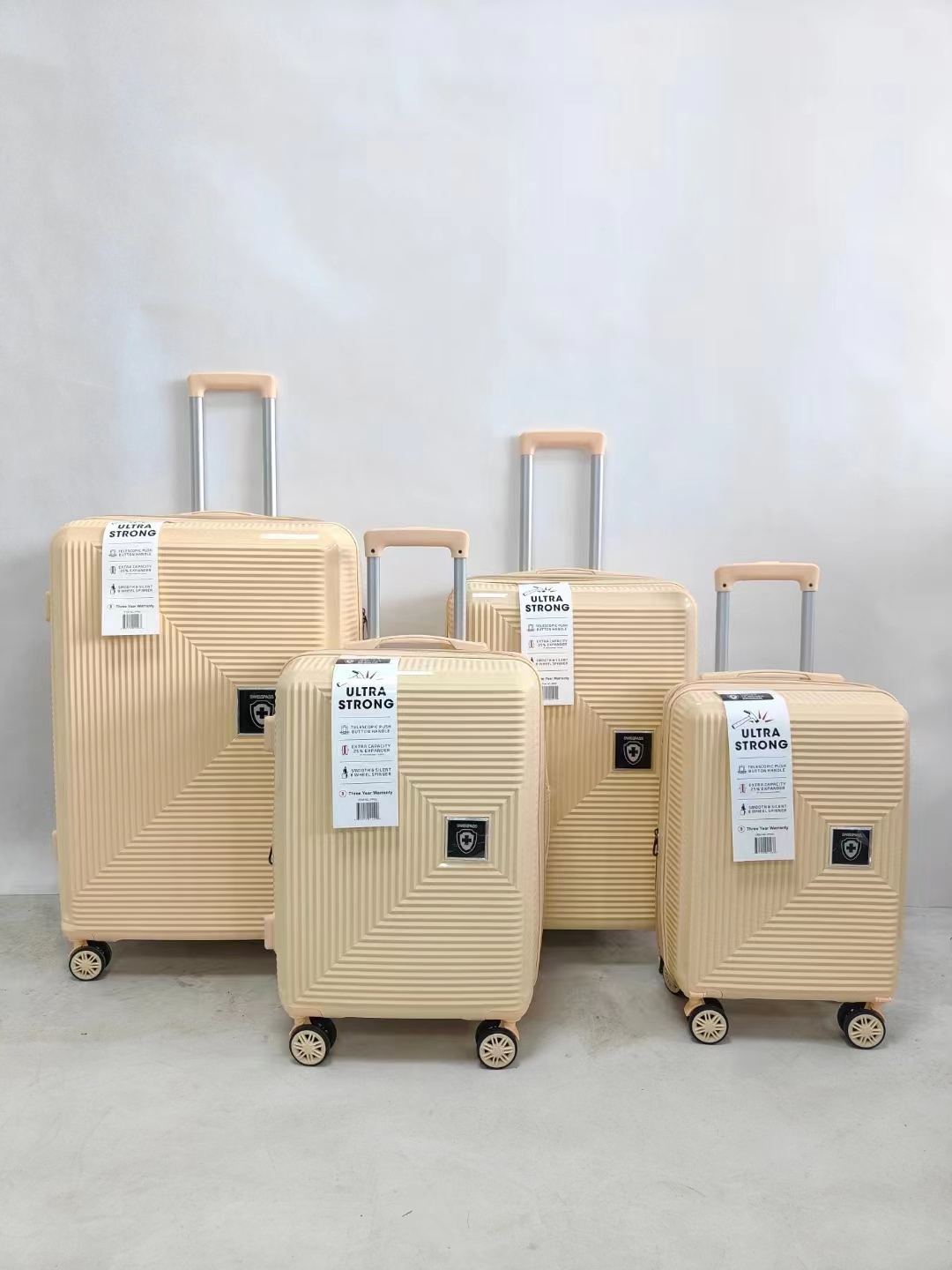 4 chiếc PP polypropylene xe đẩy hành lý bộ vali du lịch nhà sản xuất tùy chỉnh